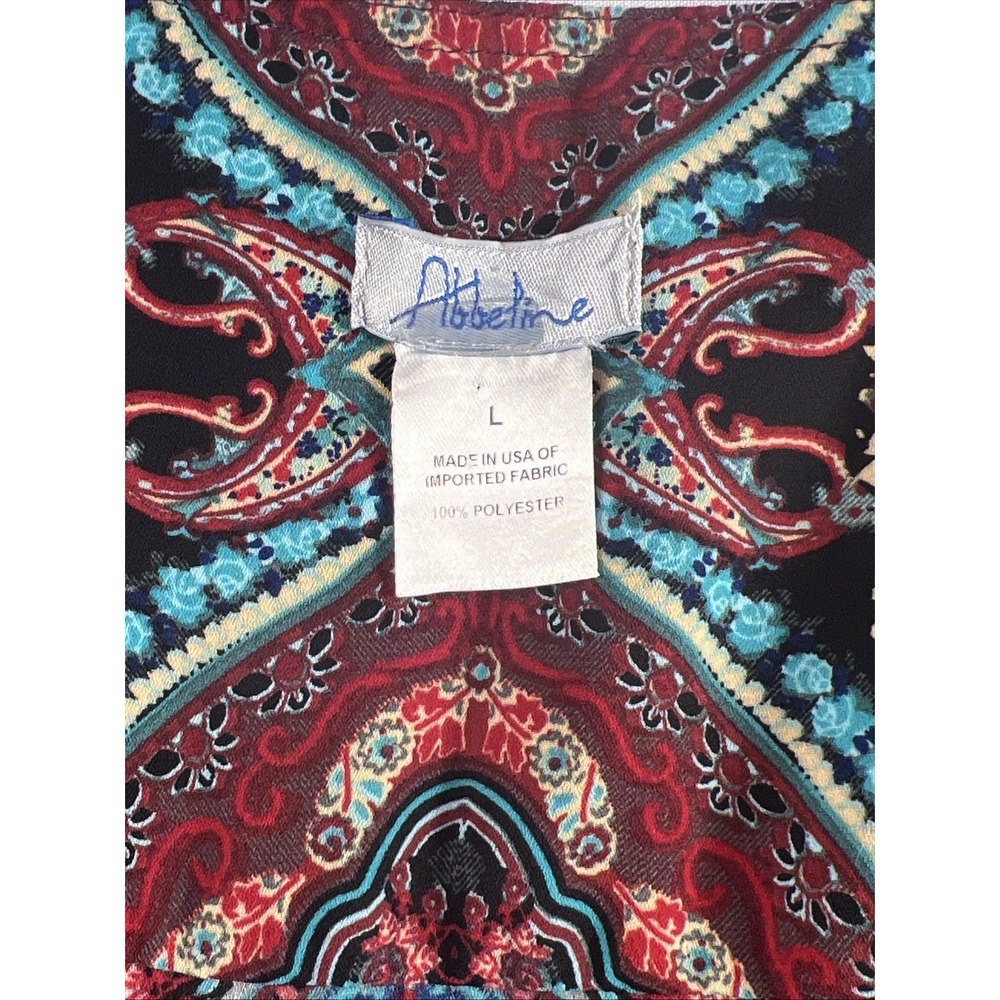 Abbeline Women's Sleeveless Dress Large Paisley Print Elastic Waist Boho - Picture 2 of 10